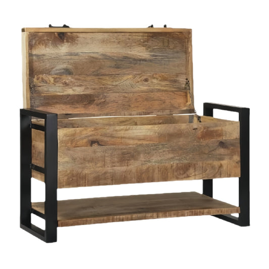 Industrial Style Wooden Storage Chest with Metal Frame