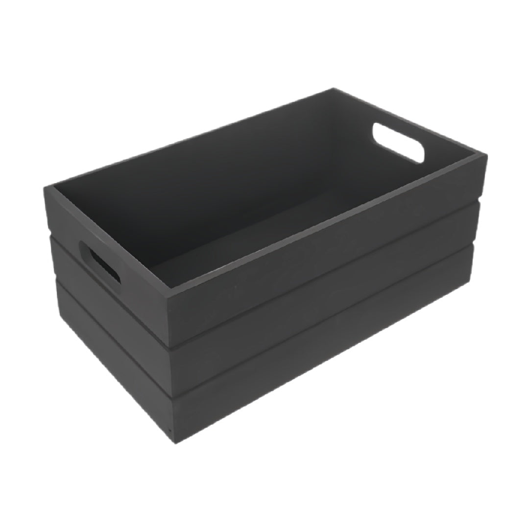 Black Storage Bin with Cutout Handles