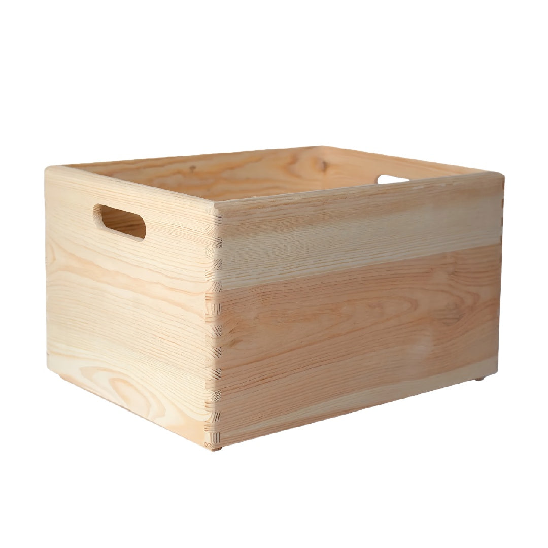 Wooden Storage Box with Cutout Handles