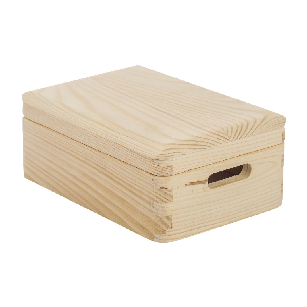 Small Wooden Storage Box with Cutout Handle